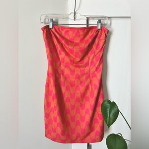 Super down mini dress - pink and Orange